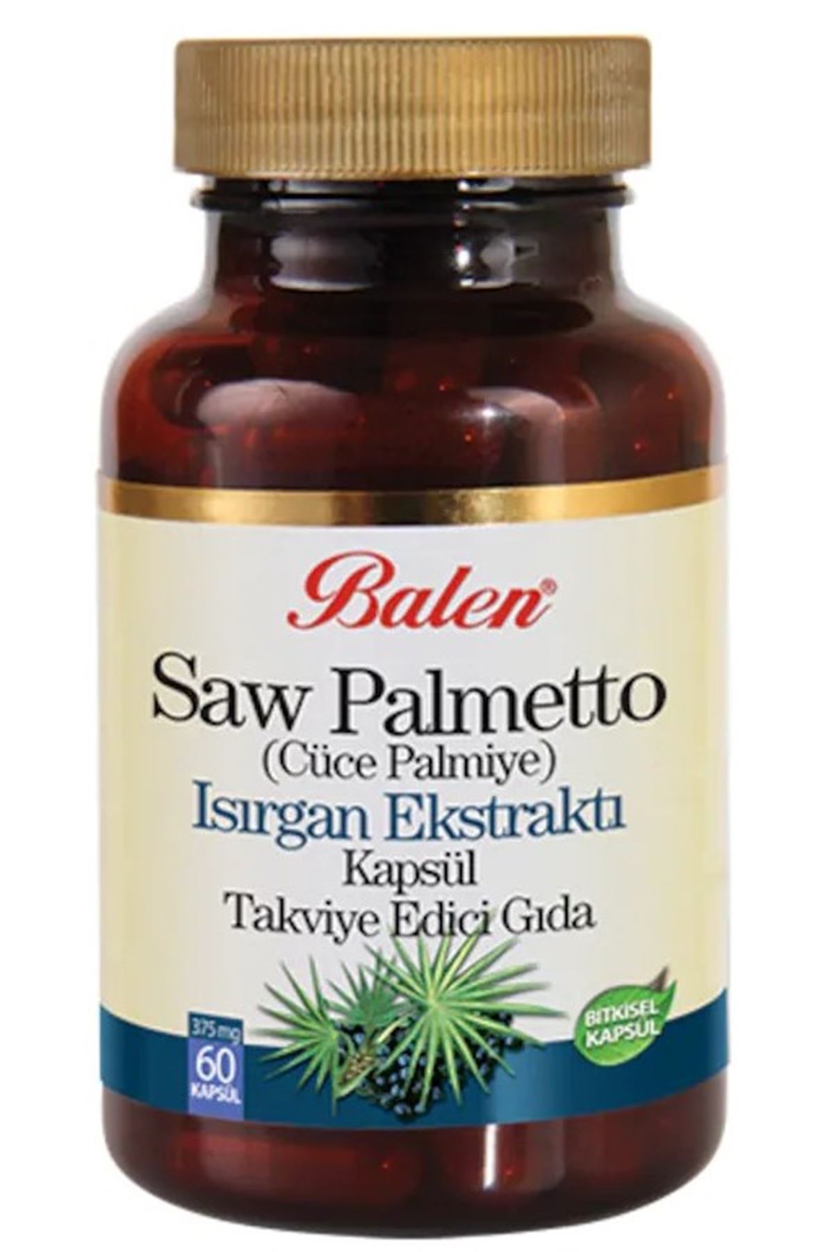Saw Palmetto (Cüce Palmiye) Isırgan Ekstraktı 375 mg 60 Kapsul
