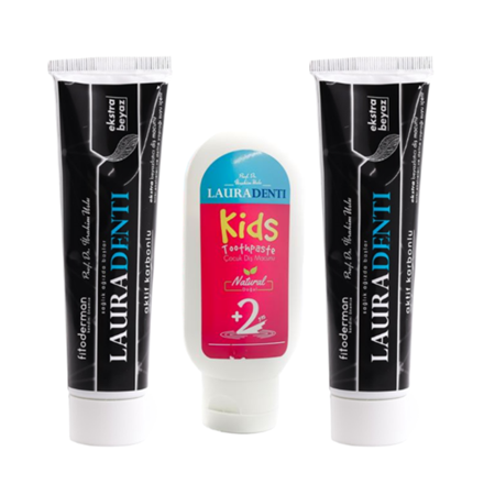 İki adet Fitoderman Lauradenti Aktif Karbon Diş Macunu  /// Fitoderman Çocuk Diş Macunu